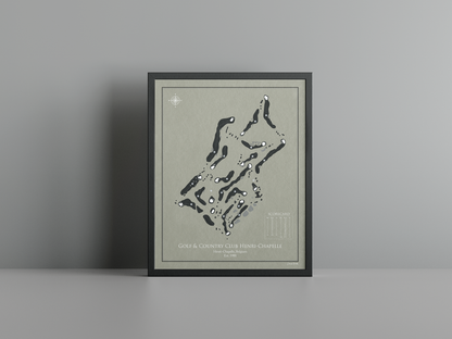 Les Viviers - Henri Chapelle golf course print, brown frame
