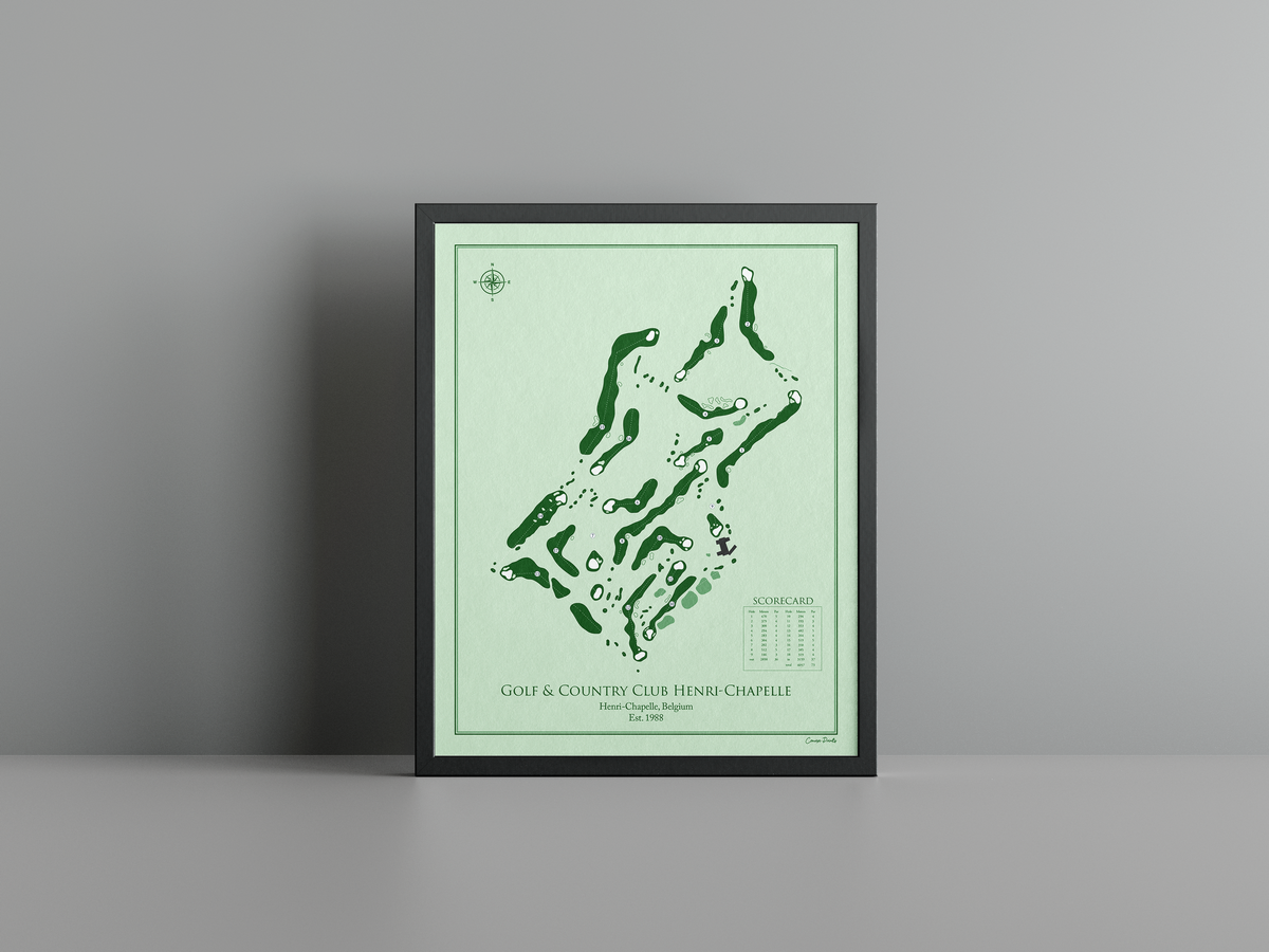 Les Viviers - Henri Chapelle golf course print, green frame