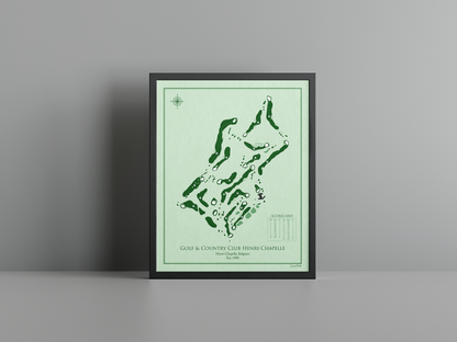 Les Viviers - Henri Chapelle golf course print, green frame