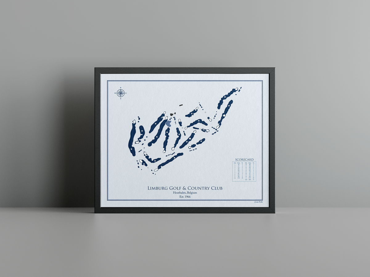 Limburg Golf & Country Club golf course print, blue frame