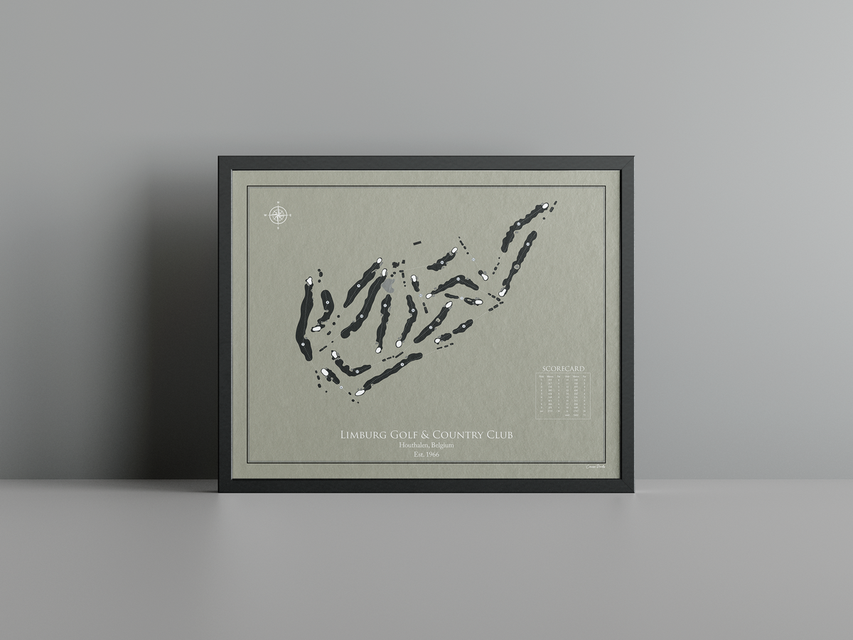 Limburg Golf & Country Club golf course print, brown frame