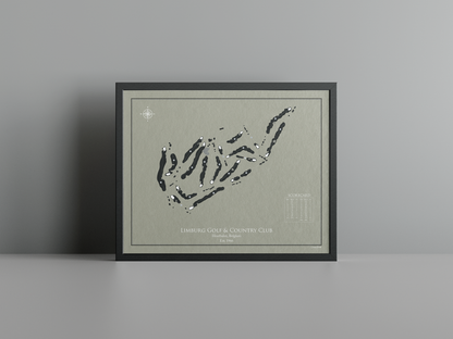 Limburg Golf & Country Club golf course print, brown frame