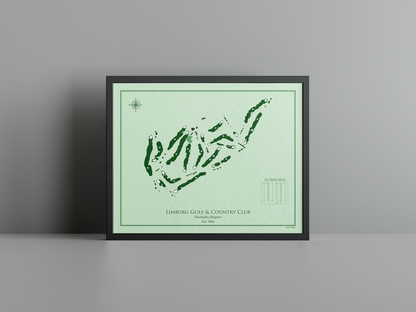 Limburg Golf & Country Club golf course print, green frame