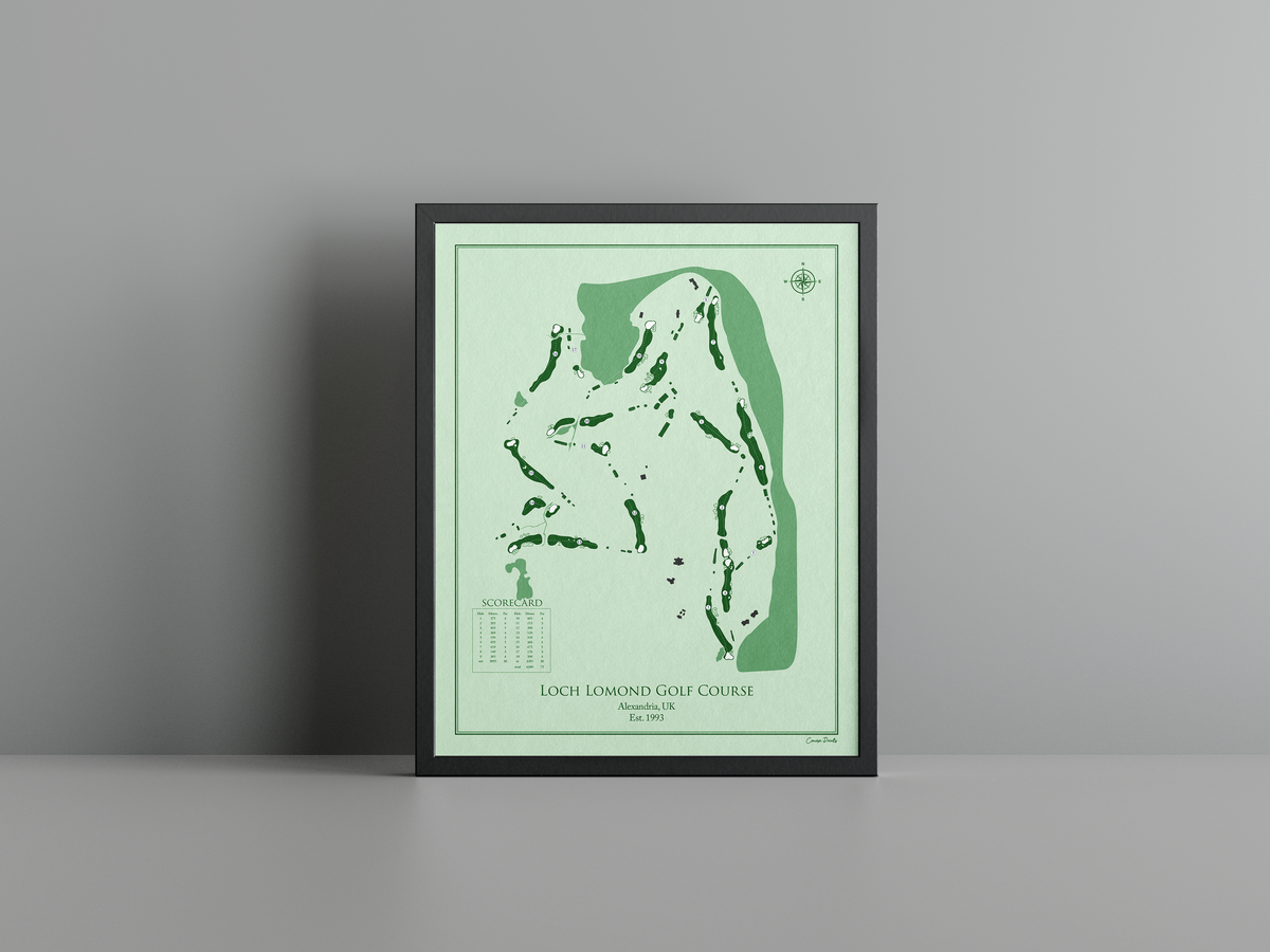 Loch Lomond Golf Club golf course print, green frame
