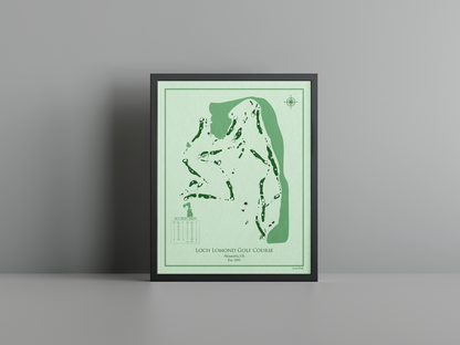 Loch Lomond Golf Club golf course print, green frame
