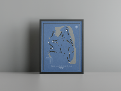 Loch Lomond Golf Club golf course print, navy frame