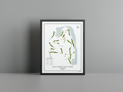 Loch Lomond Golf Club golf course print, white frame