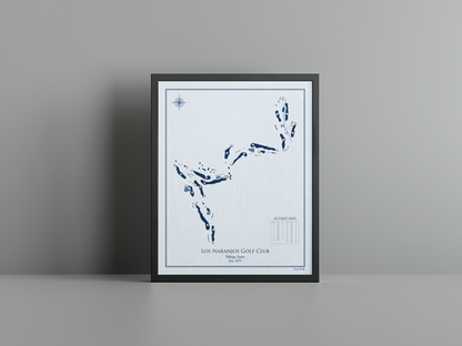 Los Naranjos Golf Club golf course print, blue frame