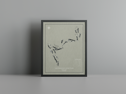 Los Naranjos Golf Club golf course print, brown frame