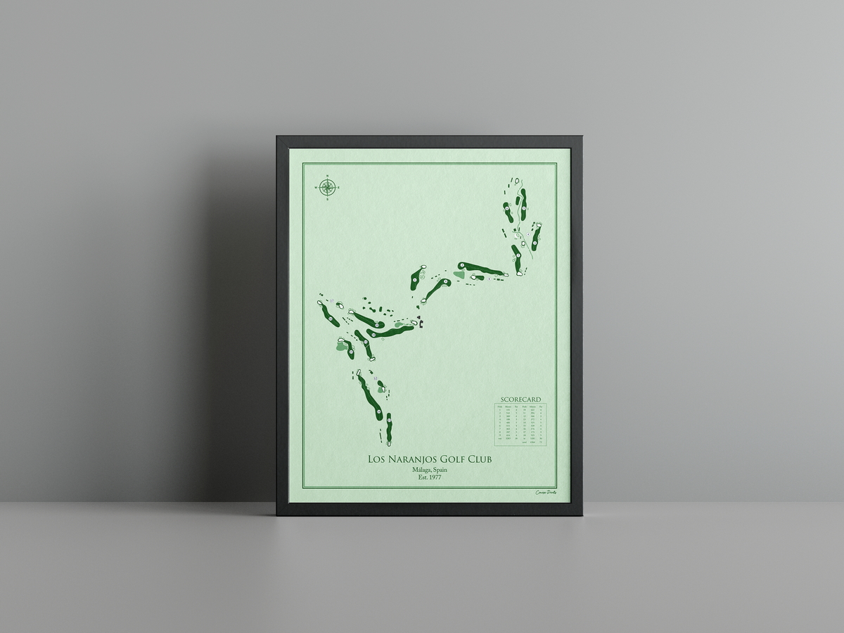 Los Naranjos Golf Club golf course print, green frame