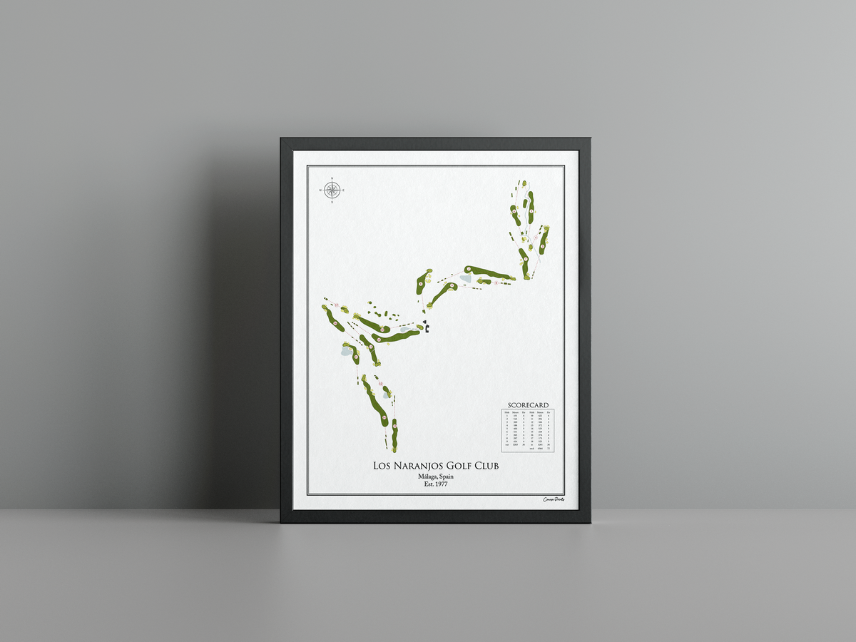 Los Naranjos Golf Club golf course print, white frame