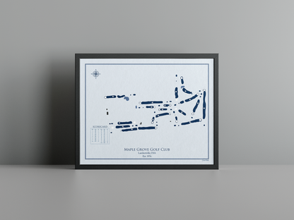 Maple Grove Golf Club - Regulation golf course print, blue frame