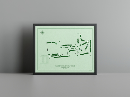 Maple Grove Golf Club - Regulation golf course print, green frame