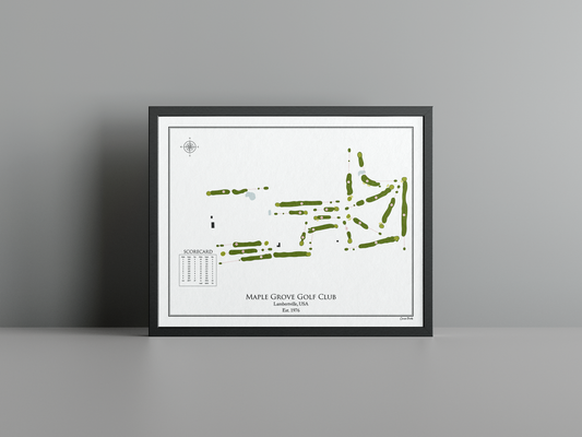 Maple Grove Golf Club - Regulation golf course print, white frame