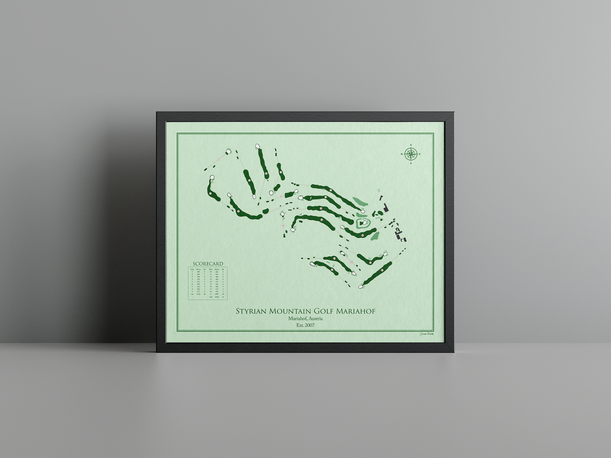 Mariahof Golf Club golf course print, green frame