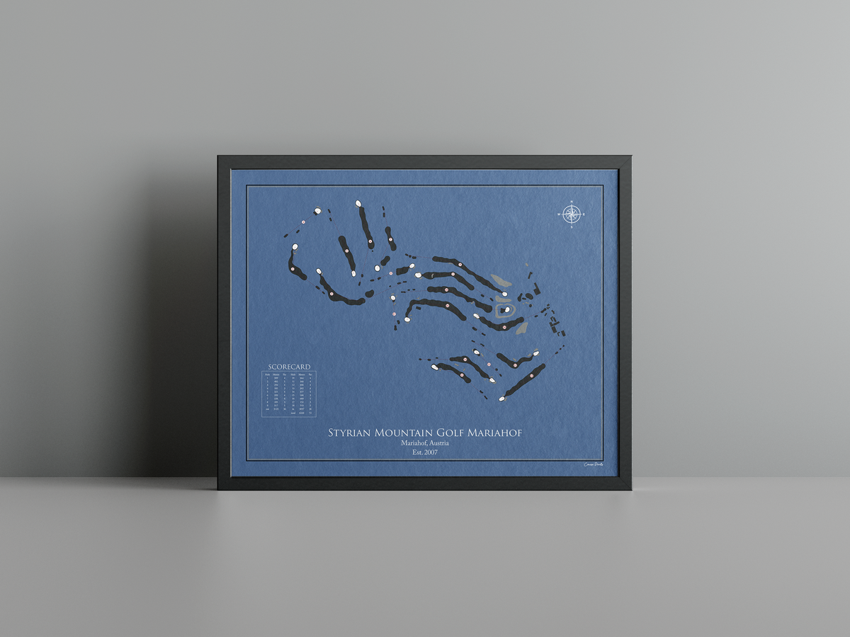 Mariahof Golf Club golf course print, navy frame