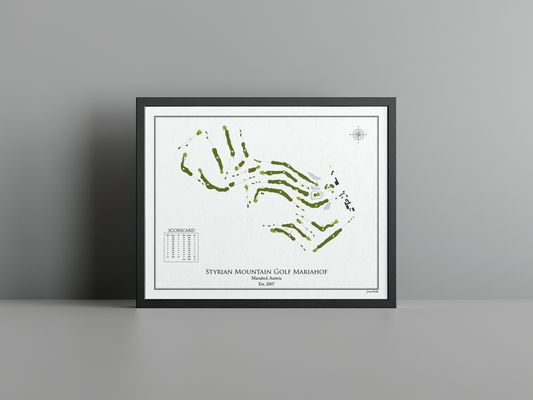 Mariahof Golf Club golf course print, white frame