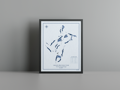 Monte Rei Golf Club golf course print, blue frame
