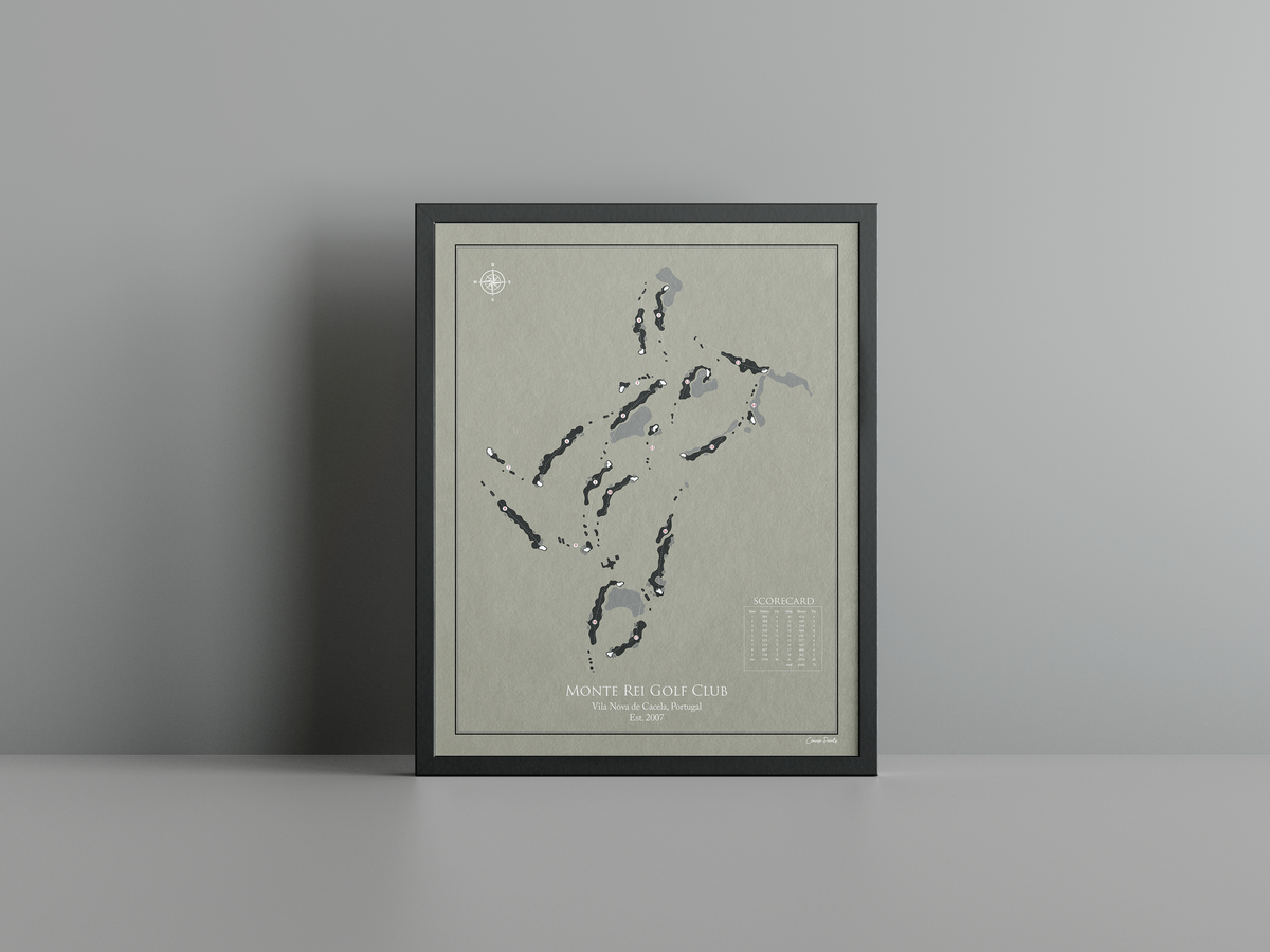 Monte Rei Golf Club golf course print, brown frame