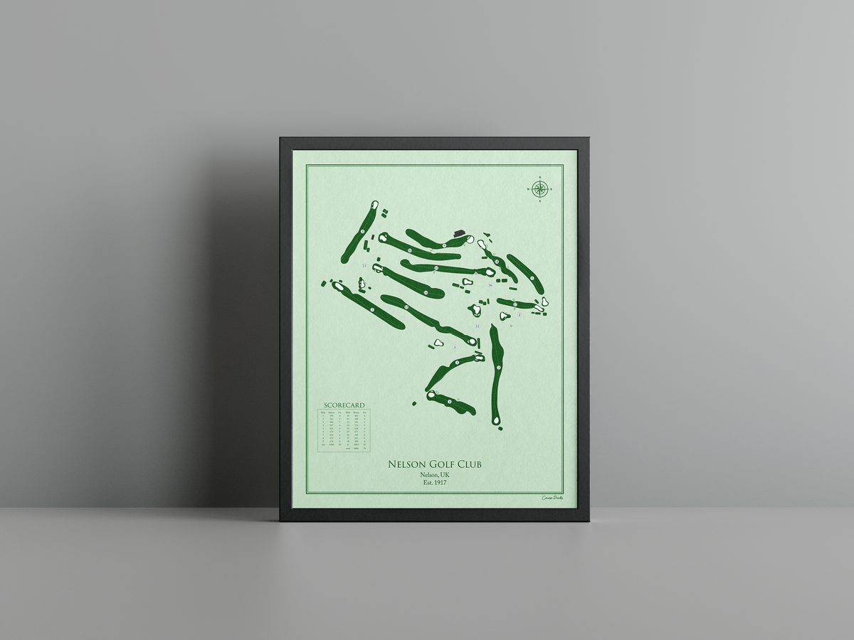 Nelson Golf Club golf course print, green frame