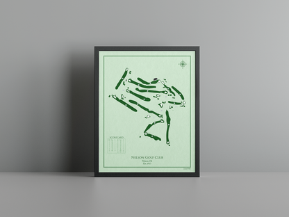 Nelson Golf Club golf course print, green frame