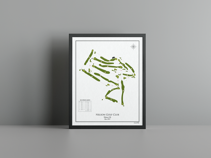 Nelson Golf Club golf course print, white frame