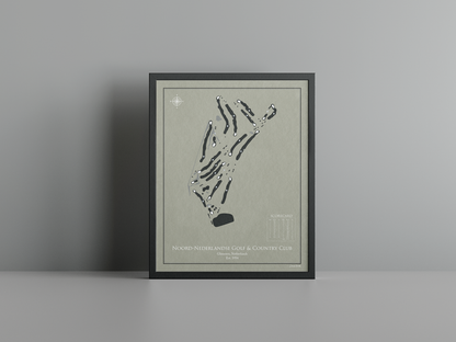 Noord-Nederlandse Golf & Country Club golf course print, brown frame