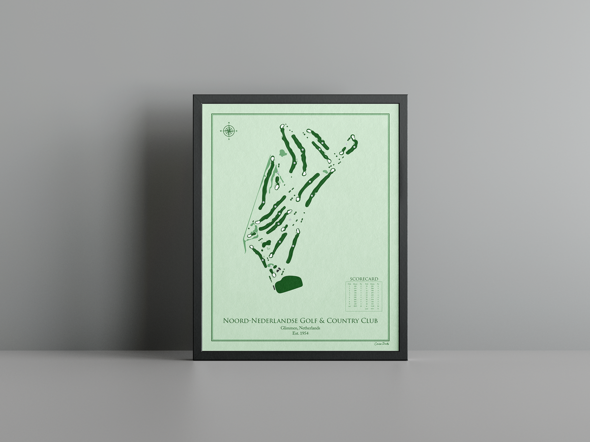 Noord-Nederlandse Golf & Country Club golf course print, green frame