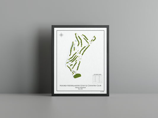 Noord-Nederlandse Golf & Country Club golf course print, white frame