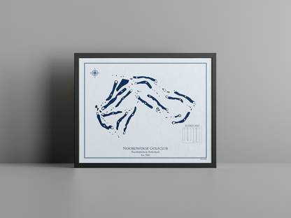 Noordwijkse Golfclub golf course print, blue frame