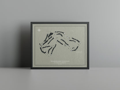 Noordwijkse Golfclub golf course print, brown frame