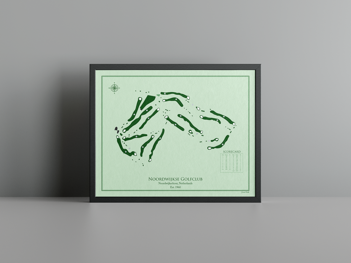 Noordwijkse Golfclub golf course print, green frame