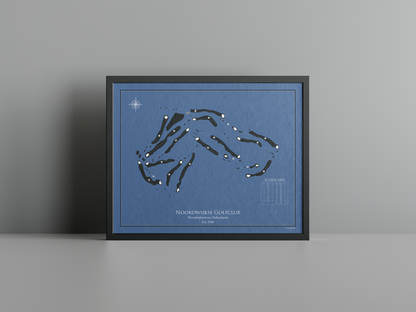 Noordwijkse Golfclub golf course print, navy frame