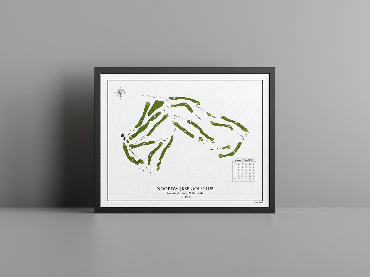 Noordwijkse Golfclub golf course print, white frame