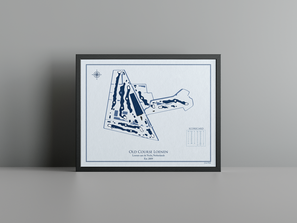 Old Course Loenen golf course print, blue frame