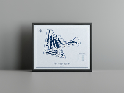 Old Course Loenen golf course print, blue frame