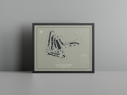 Old Course Loenen golf course print, brown frame