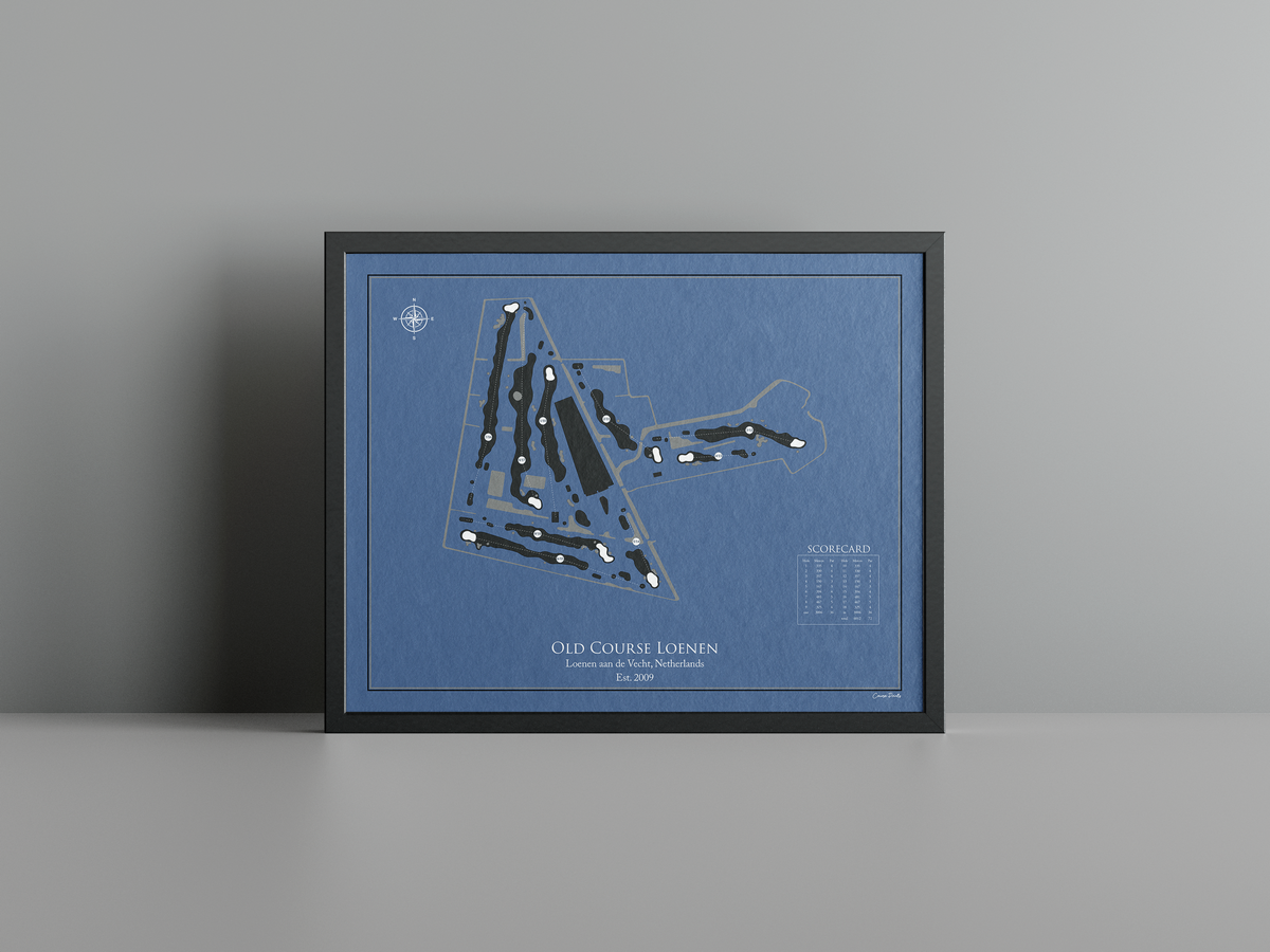 Old Course Loenen golf course print, navy frame