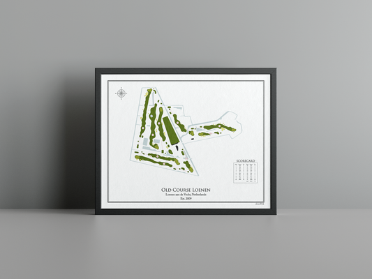 Old Course Loenen golf course print, white frame