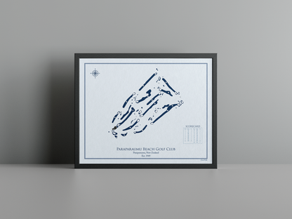 Paraparaumu Beach Golf Club golf course print, blue frame