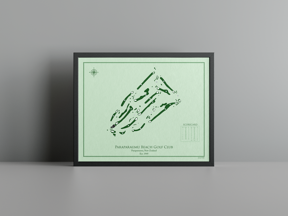 Paraparaumu Beach Golf Club golf course print, green frame