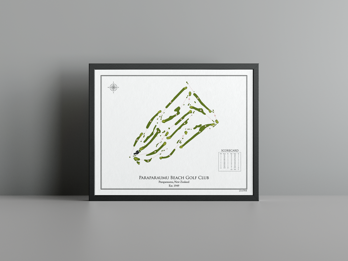 Paraparaumu Beach Golf Club golf course print, white frame
