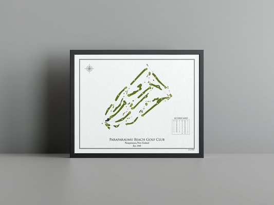 Paraparaumu Beach Golf Club golf course print, white frame