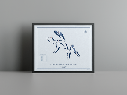 Real Club de Golf Sotogrande golf course print, blue frame