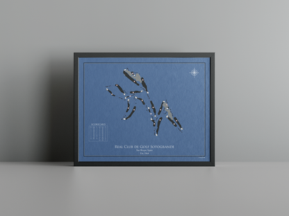 Real Club de Golf Sotogrande golf course print, navy frame