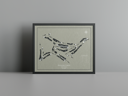 Regnum Carya golf course print, brown frame