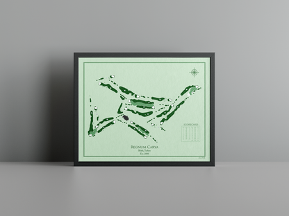 Regnum Carya golf course print, green frame