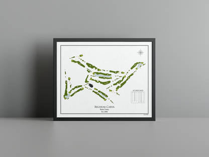 Regnum Carya golf course print, white frame