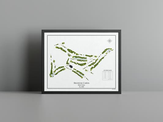 Regnum Carya golf course print, white frame