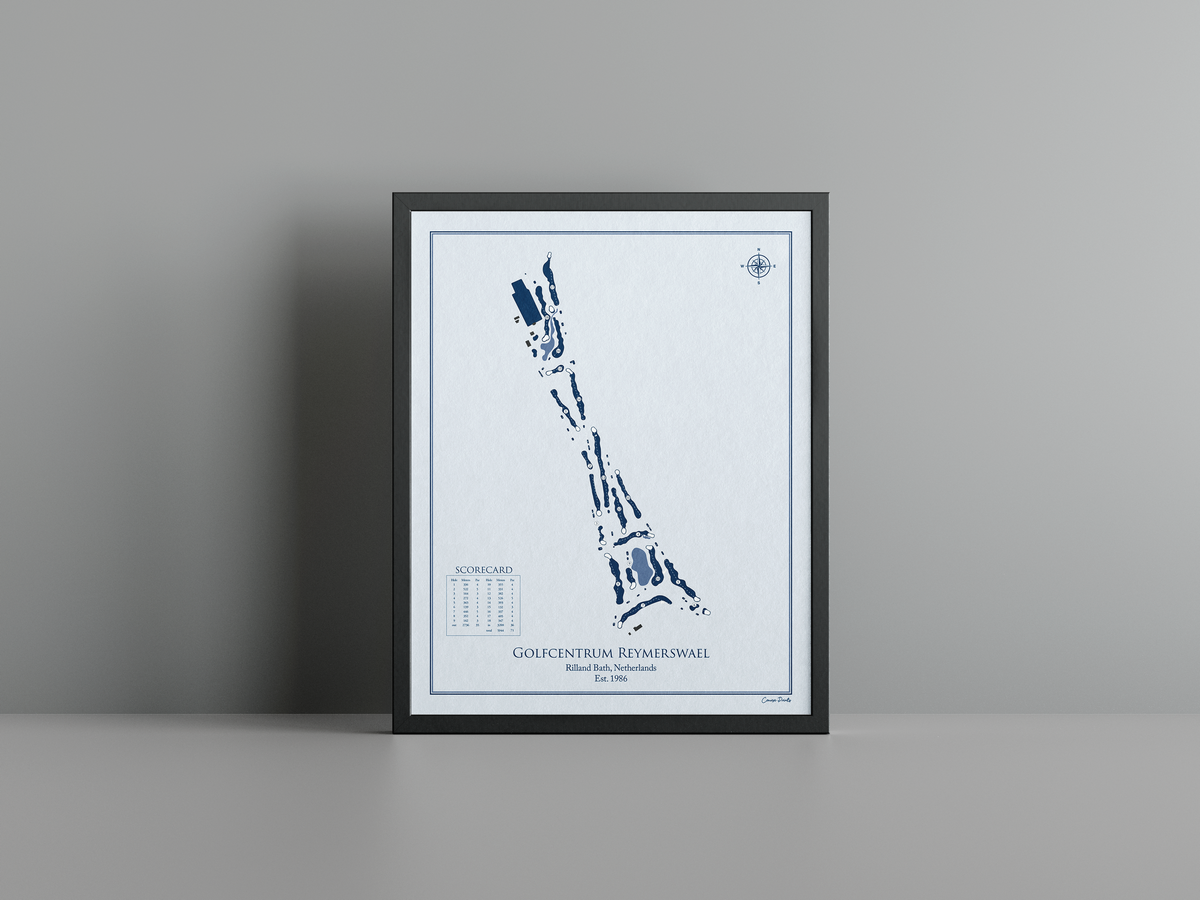 Reymerswael Golf Club golf course print, blue frame